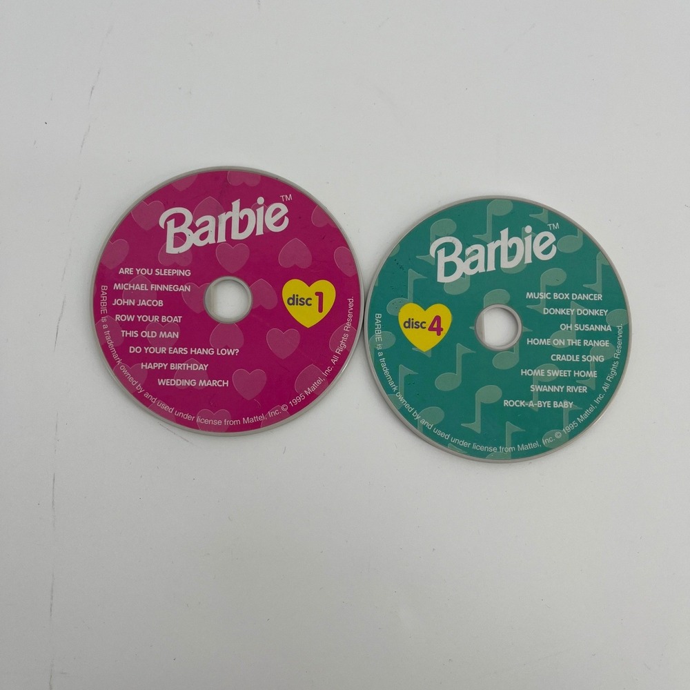 Barbie Toy Music Discs Pink Teal 1995 Mattel Vintage Set of 2
